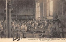 MILITARY POSTCARD GENERAL SCHOOL PAU WAR INJURIES SHOEMAKING WORKSHOP