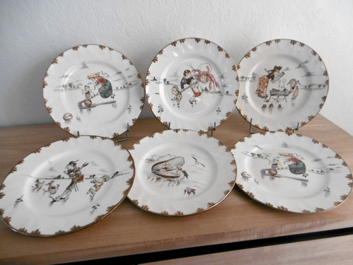 Six assiettes plates faience - assiettes,