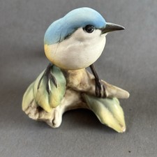 Vintage Tay Italy Porcelain 2.5" Bird Sparrow Giuseppe Tagliariol Blue