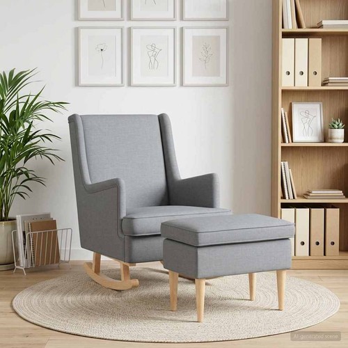 Fauteuil avec pouf tissu - fauteuil,