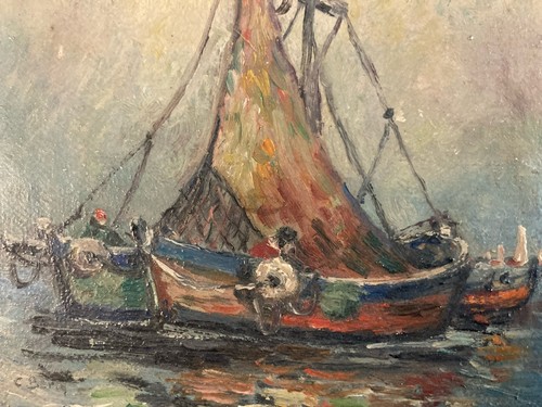 Peinture huile sur carton 1950 - carton,