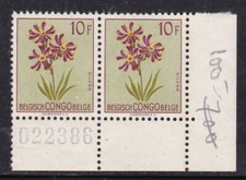 Album Treasures Belgium Congo Scott # 281  10 fr  Silene (flower)  Pair (2)  MNH