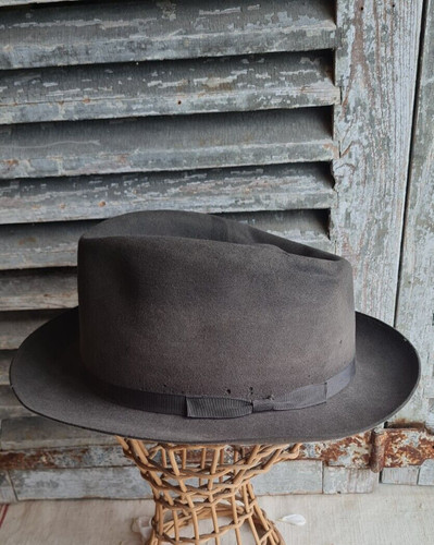 Ancien chapeau feutre gris - ancien,