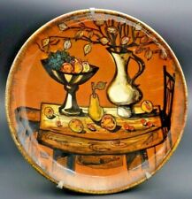 VINTAGE ENAMELED CERAMIC PLATE Decor STILL LIFE PAINTED by YOUEN 1950