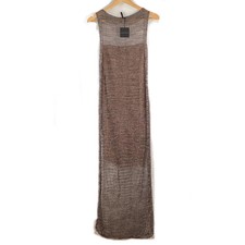Sarah Pacini Saffron Bronze Glitter Open Knit Linen Maxi Dress One Size NWT