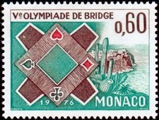 MONACO N° 1052 "BRIDGE MONTE CARLO, TABLE DE BRIDGE, 60 C "NEUF xxTTB