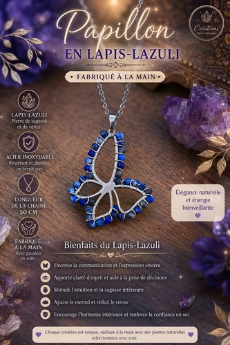 Collier papillon - papillon, en