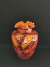 beautiful vintage Italian opaline vase - orange and brown marbled