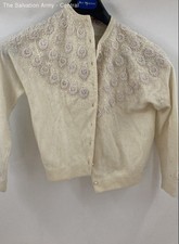 A.A.Annexe Womens Cream Long Sleeve Crew Neck Cardigan Sweater Size Small