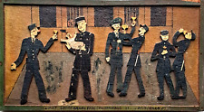 ART NAIF figurines BOIS découpé "COMMISSARIAT  POLICE "  fête boissons alcool