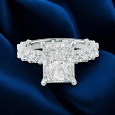 Bague diamant 4,50 ct coupe rayonnante certifiée IGI Lab cultivé en or blanc ...