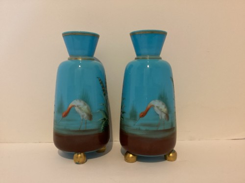 Pair victorian harrach blue - harrach,