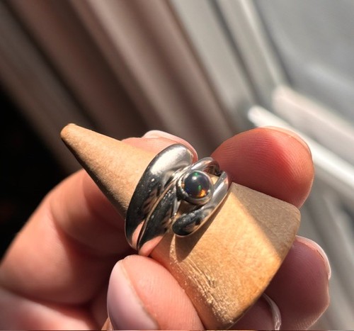 Bague opale noire éthiopienne - opale,