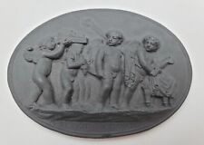 18th c. Possible Wedgwood Black Basalt Plaque Medallion Cherub/Putti Cameo Style
