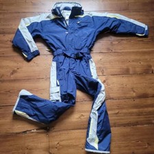 Womens Kids age 12 Small Quechua Ski Suit all in one spirit Blue Yellow Recco