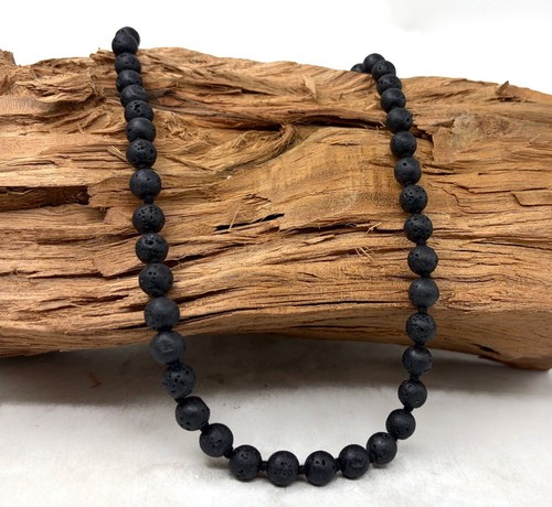 Collier pierre lave 8mm - de,