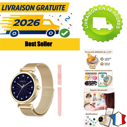 Montre connectée femme ronde - montre,