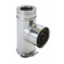 Té équerre isolé inox + bride - double paroi - 80 x 130 mm - Duoten TEN