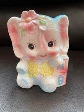 Vintage RUBENS Ceramic ELEPHANT, Toy Blocks Nursery PLANTER, Excellent Condition