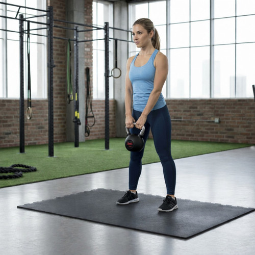 Kettlebell caoutchouc noir - kettlebell, en