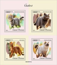 Cats American Shorthair British Shorthair MNH Stamps 2023 Guinea-Bissau M/S