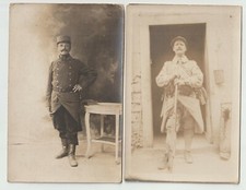 2 cartes photos du même homme piou piou 237 RI puis en poilu tenue complète
