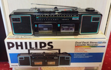 PHILIPS D8088R Stéréo Radio Cassette double enregistreur FM-AM. Carton Origine