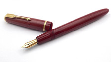 VINTAGE PARKER SENIOR DUOFOLD FOUNTAIN PEN BURGUNDY 14K STUB MEDIUM NIB ENGLAND