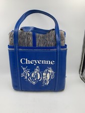 Vintage Cheyenne Rodeo Seat Cushions And Blue Leather Trim Bag Rare