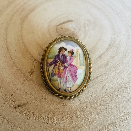 Broche limoges scène galante - broche,