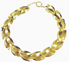 Vintage Givenchy Haute Couture Etruscan Satin Gold-Tone Leaf Necklace 16”