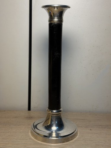 Bougeoir haut métal argenté