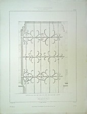 Antique Architectural Engraving - Church of MONTREAL Porch Hanging (Yonne)