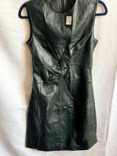 Maje robe cuir agneau vert - maje,