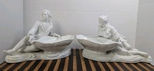 Pair Meissen Marcolini Blanc de Chine Figural Sweetmeat Bowls Costumed figurines