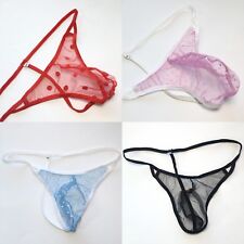 K444H Mens Sexy String Pouch Thong G-string back C-thru Tulle Mesh