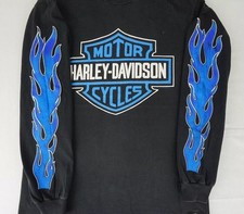 Vintage Harley Davidson long sleeve flames eagle shirt tagged medium biker