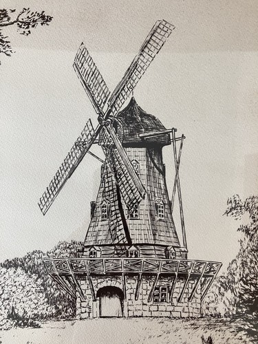 Gravure ancienne moulin à - gravure,