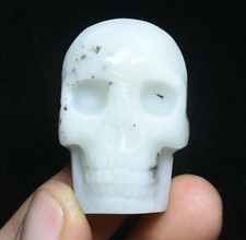 4CM naturel blanc Jade exorcisme crâne crâne humain tête Amulet Pendentif
