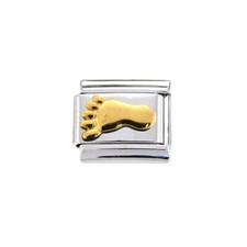 Baby Foot gold coloured Italian Charm - fits 9mm classic Italian charm bracelets