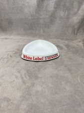 Vintage White Label Dewar's Scotch Whisky France Opalex White Glass Ashtray