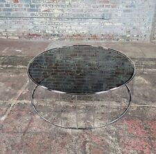 Minotti Round Coffee Table w/Smoked glass top by Rodolfo Dordoni