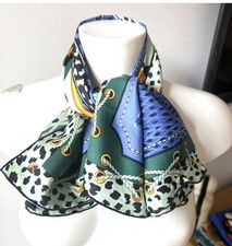 Foulard Carven Bleu Soie