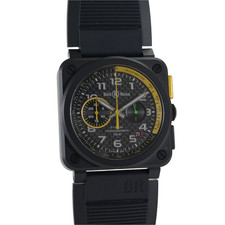 Bell & Ross BR03-94 Chronograph RS17 Black & Yellow 42mm Men's Watch + B&P
