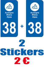 2-STICKERS-PLAQUE-AUTO-IMMATRICULATION-DEPARTEMENT-LOGO 38