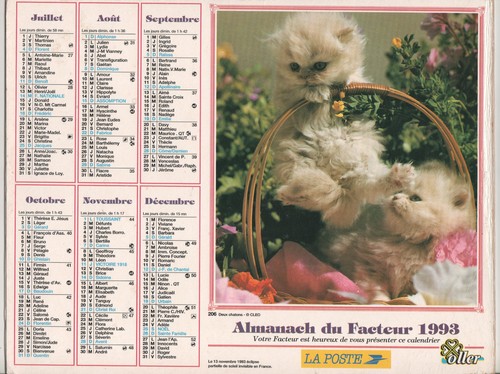 1993 calendrier des - calendrier, postes