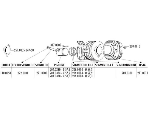 Piston ring polini 5x1 - ring,