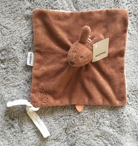 Doudou lapin marron blanc - marron,