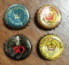T2 - Lot of 4 Antique Mushroom Capsule QUEEN DES BEIERES