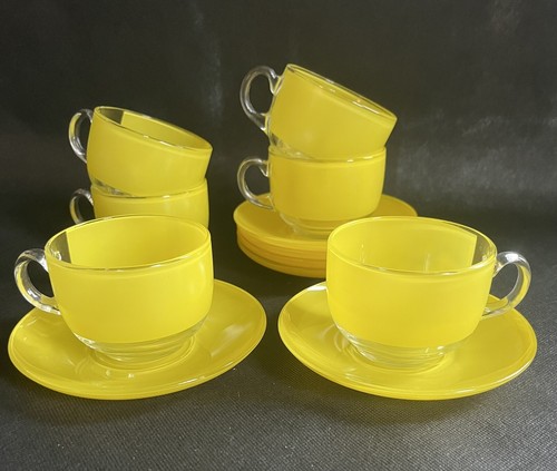 Six paire tasses jaunes thé - jaunes,